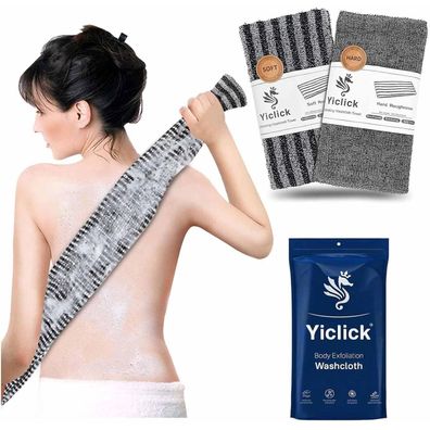 Yiclick 2 Stück Rückenschrubber Peelinghandschuhe Luffa Schwamm Schwarz