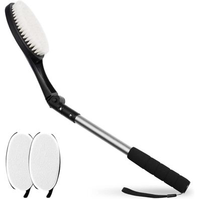 3er Set Rückenbürste mit Applikator Pads Körperwäsche Badebürste Stiel