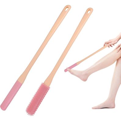 Silikon Fußwaschbürste 2 Stück Zehensäuberer Dusche Senioren Fußdusche Rosa