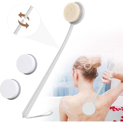 Rückenbürste Langstiel Eincremehilfe Badebürste Naturborsten 2 Pads