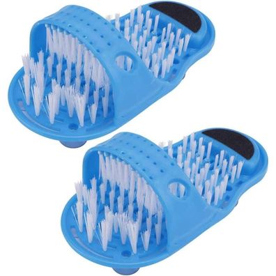 2x Fußreiniger Bürste Hausschuh Massagegerät Saugnapf Blau