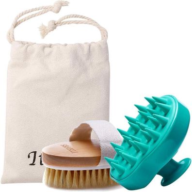 Shampoo Bürsten Set Haarbürsten Silikon Kopfhaut Massagegerät Körperbürste