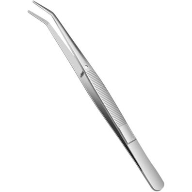 Professionelle Edelstahl Pinzette Silber 15.7cm Gebogene Rutschfest Abgewinkelt