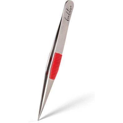 Bastelpinzette 12cm hochpräzise nicht gezahnt Edelstahl mit Kissen