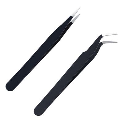 iCovalescent Pinzette Set Edelstahl Augenbrauen Haare Schwarz 11,5cm