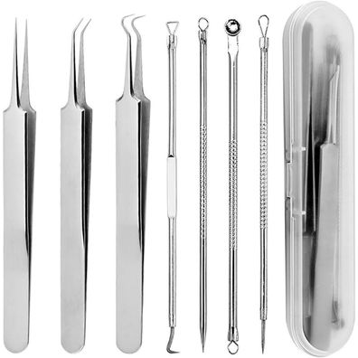 Mitesserentferner Werkzeug Set 7-teilig Edelstahl Akne Entferner Box