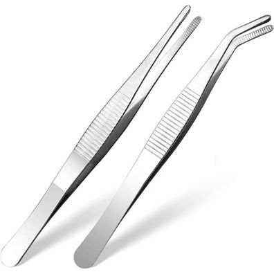 2 Stück 14 cm Edelstahl Gebogene Pinzetten Rutschfest für Laborarbeiten