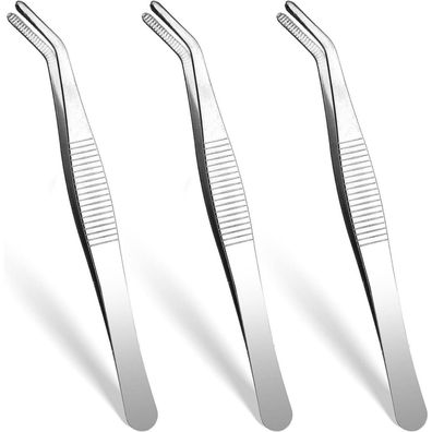 3er Set Edelstahl Pinzetten Spitz und Stumpf Rutschfest Profi für
