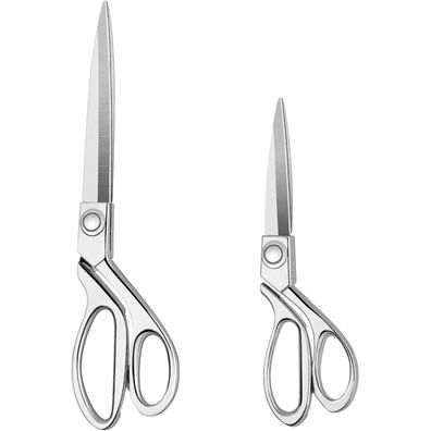 Professionelle Edelstahl Kupfer Nähscheren Set 20 cm + 26 cm Silber