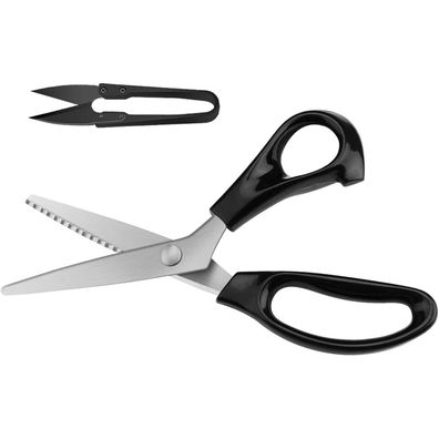 Kuoniiy Zackenschere für Rechtshänder 23 cm Stoffschere Leder Pappe Schwarz