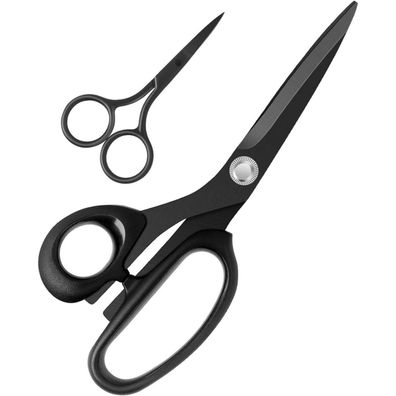 Kuoniiy Linkshänder-Nähschere 21 cm mit Edelstahlklinge Schwarz