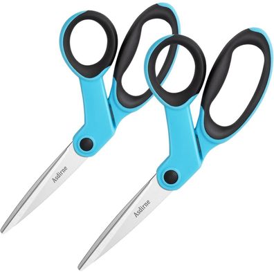 Scharfe Stoffschere Nähschere weiche Griffe 23cm 2 Stück Blau Schwarz