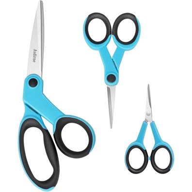 3er Stoffscheren-Set Edelstahlklingen Bastel- Näh- Stickscheren blau/schwarz