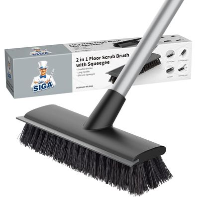 MR. SIGA Bodenschrubber 2in1 mit langem Griff und Wasserschieber