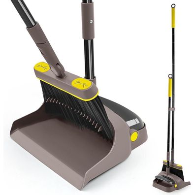 JEHONN Besen Kehrschaufel Set Langem Stiel 138CM 180 Grad Drehen Kehrbesen