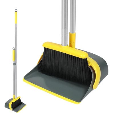 Dirty Fox Besen Kehrschaufel 137,2 cm Griff effiziente Reinigung Hause Gelb Grau