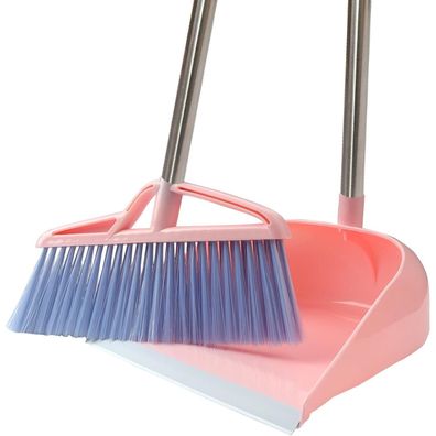 Winddichtes Kehrschaufel Set mit Langstiel Besen und Kombination in Rosa