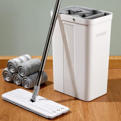 Joymoop Wischmopp Eimer Auswringer-Set 5 Mikrofaser-Mopps