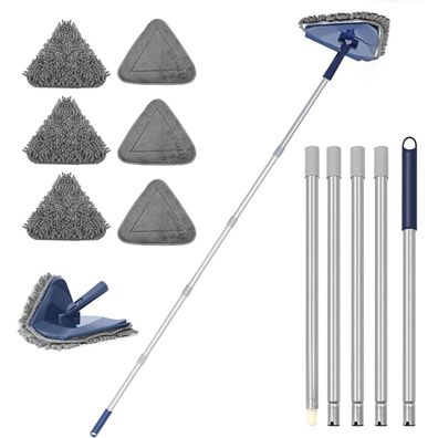 JEHONN Bodenwischer Wischmopp 200CM 3-In-1 Wand Mop 6 Ersatz Pads Blau