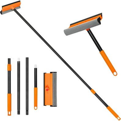 Fensterputzer mit Schwamm und Rakel 138cm Stiel Fensterreiniger Set für Glas