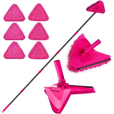 JEHONN Bodenwischer Wischmopp 180° Zusammenklappbar 202 cm, 6 Ersatz Mikrofaser