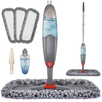 Sprühwischer Bodenwischer mit 3 Mikrofaser Pads 435ml Tank grau