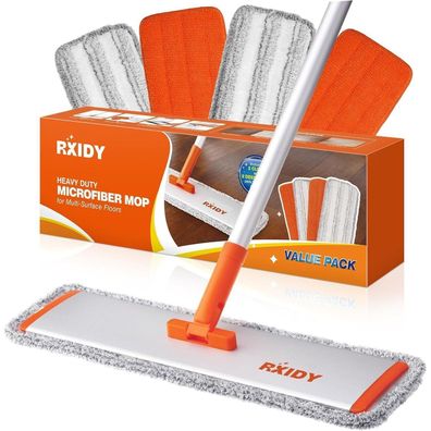 RXIDY Bodenwischer 45CM Profi Wischmopp 4 Pads Fensterschaber Hartholz Vinyl