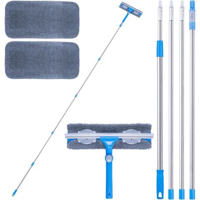 Teleskop Fensterreiniger Set 3,7m Gummilippe 31cm für hohe Fenster