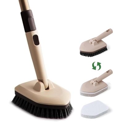 Eyliden 2 in 1 Badewannenbürste mit Stiel, 127cm Lang, steife Borsten, 2 Pads