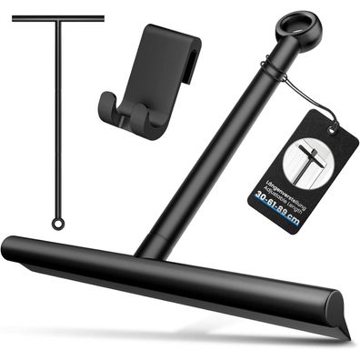 Verstellbarer Duschabzieher 30-61-89cm in Schwarz mit Halterung
