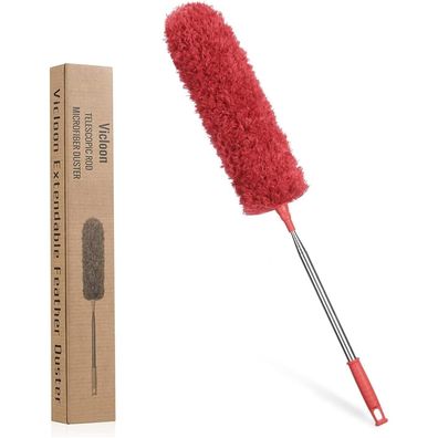 Staubwedel Teleskop Mikrofaser 243cm Edelstahl Stange Waschbar Rot