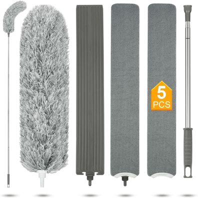 Teleskop Staubwedel Set, Lang Ausziehbar 2.44m, Mikrofaser