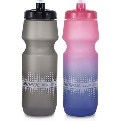 2er-Pack Auslaufsichere Fahrrad Trinkflaschen 750ml BPA-Frei Grau/Rosa Blau