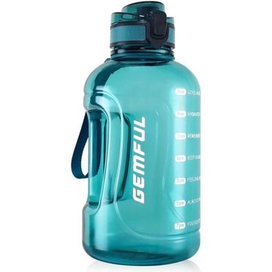 BPA-freie 2L Trinkflasche mit Zeitmarkierung und Tragegriff - Cyan