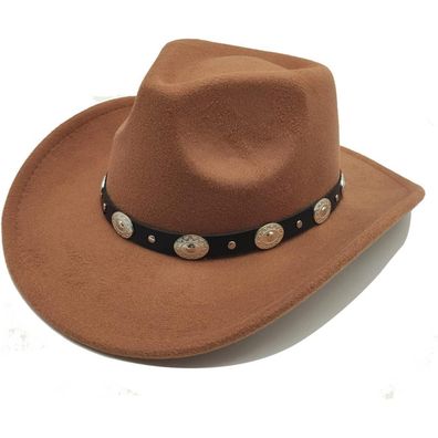 Willheoy Cowboyhut Damen Herren Westernhut Fedora mit breiter Krempe und