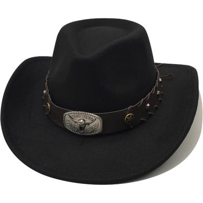 Willheoy Cowboyhut Damen Herren Westernhut Fedora mit breiter Krempe und