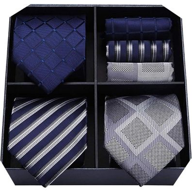 Hisdern 3er Set Herren Krawatten & Einstecktücher - Klassisch Elegant, Seide