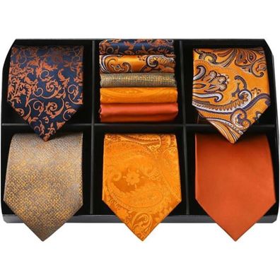 Hisdern Herren Krawatten Set 5 Stück mit Einstecktuch, Klassisch Elegante