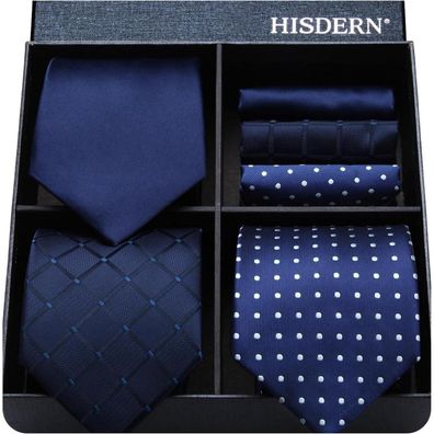 Hisdern Herren Krawatten- und Einstecktuch-Set (3 Stück) - Klassisch, Elegant