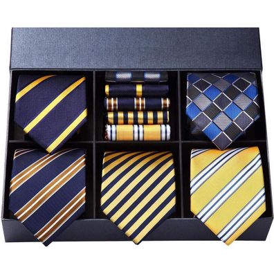 Hisdern Herren Krawatten Set 5 Stück mit Einstecktuch, Klassisch Elegante