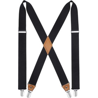 Hisdern Herren Hosenträger X-Form, 3,5 cm breit, 4 starke Metallclips