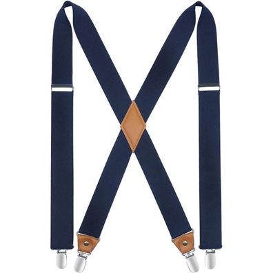 Hisdern Herren Hosenträger X-Form, 3,5 cm breit, 4 starke Metallclips