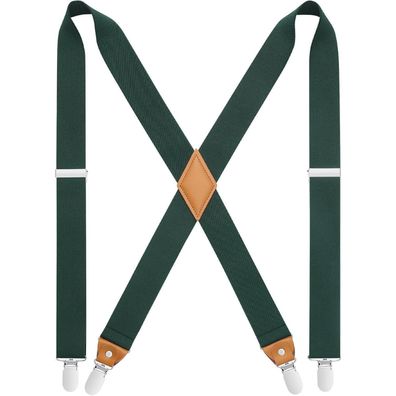 Hisdern Herren Hosenträger X-Form 3,5 cm breit mit 4 starken Metallclips