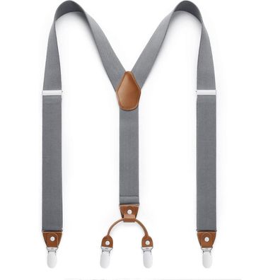 Hisdern Herren Hosenträger X-Form 3,5cm breit mit 4 starken Metall Clips