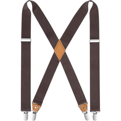 Hisdern Herren Hosenträger X-Form 3,5 cm breit mit 4 starken Metall Clips