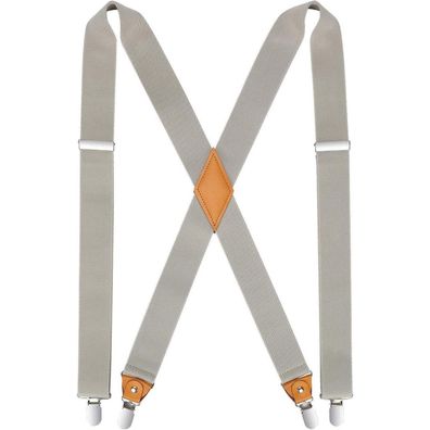 Hisdern Herren Hosenträger X-Form 3,5 cm breit mit 4 starken Metall Clips