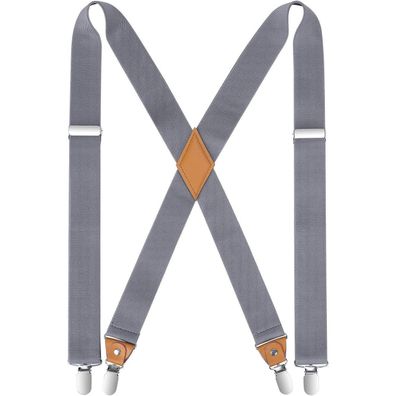 Hisdern Herren Hosenträger X-Form 3,5cm breit mit 4 starken Metall Clips