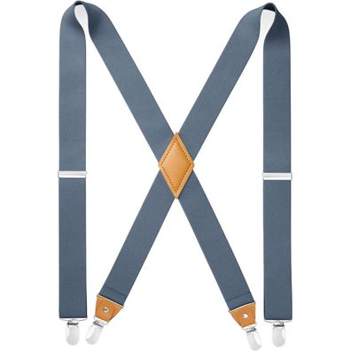 Hisdern Herren Hosenträger X-Form 3,5 cm breit mit 4 starken Metall Clips