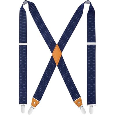 Hisdern Herren Hosenträger X-Form 3,5 cm breit mit 4 starken Metall Clips