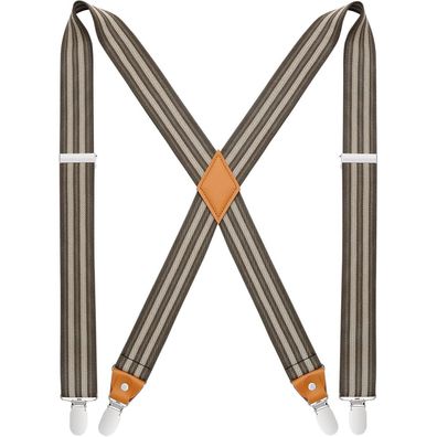Hisdern Herren Hosenträger X-Form 3,5 cm breit mit 4 starken Metall Clips